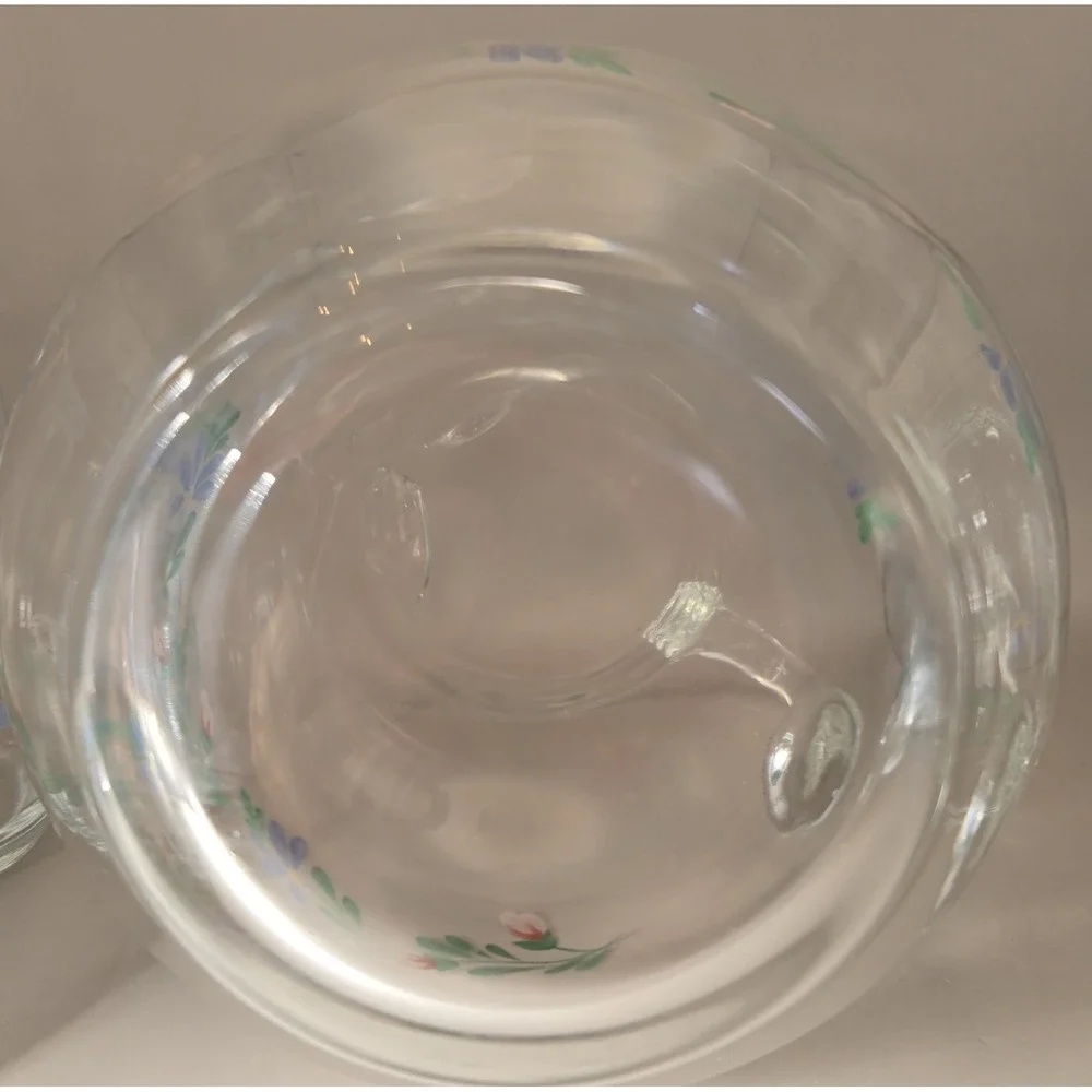 Vintage Pitcher 4 Glasses Floral Design Glass With Ice‎ Guard